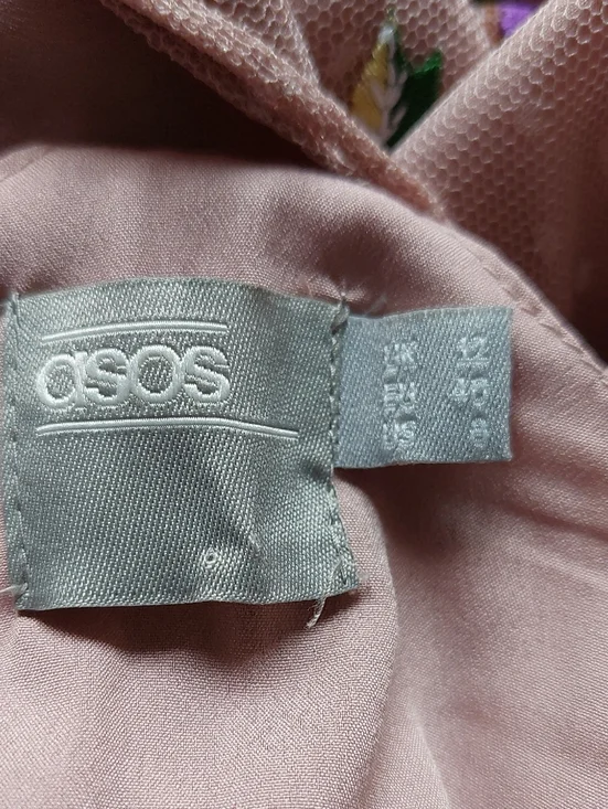 ASOS Dusty Pink Floral Embroidered Dobby Mesh Cami Strap Maxi Dress Sz 8 - Picture 14 of 15